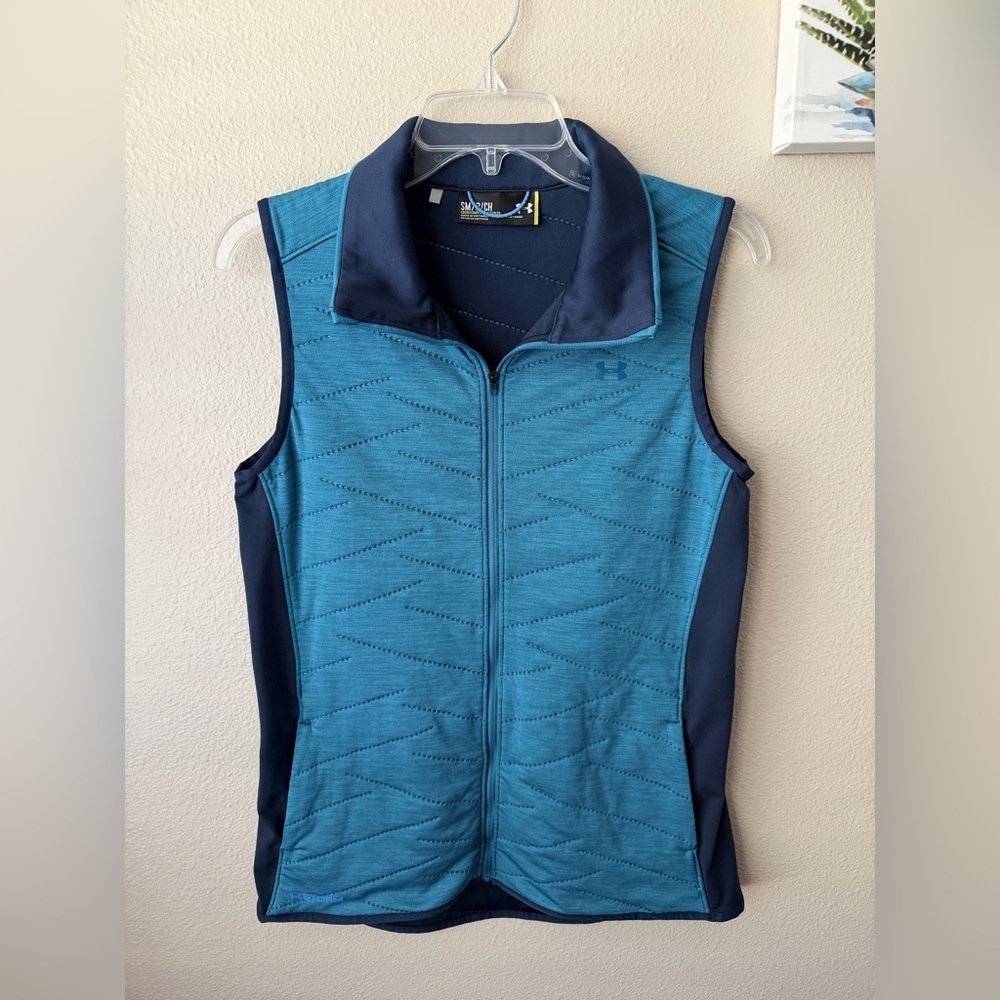 UNDER ARMOUR Women’s Storm Vest Reactor Zip Loose Fit Sz S Teal/Navy